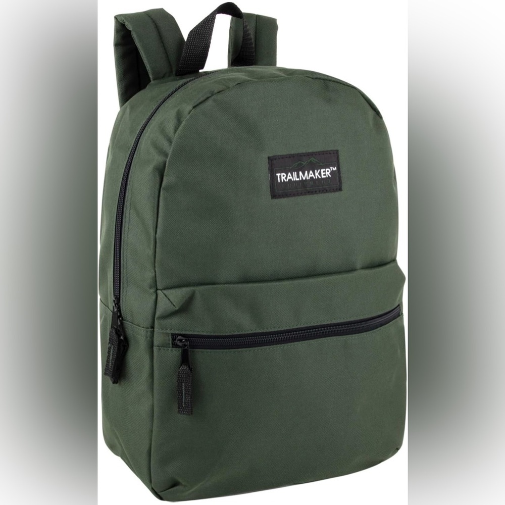 Dark Army Green Backpack 17” for Men, Boy’s Back to School Bag Carryall NEW